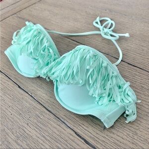 Victoria's Secret Swim Mint Fringe Push Up Bikini Top 32B